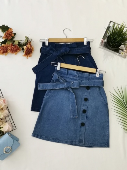 Denim High Waist With Belt Skit 19201