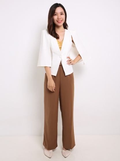 Wide Leg Slack Pants With Belt 14306