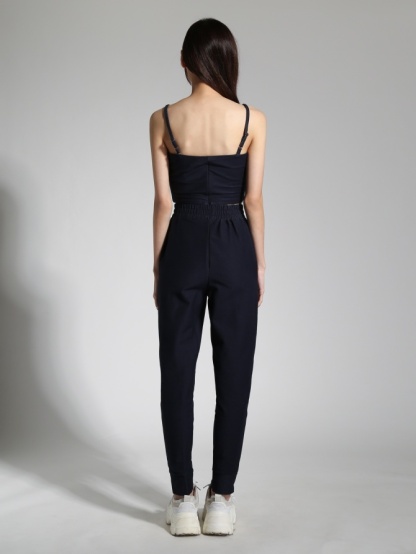 Adjustable Spaghetti Strap Top With Long Sweat Pants Set 23744