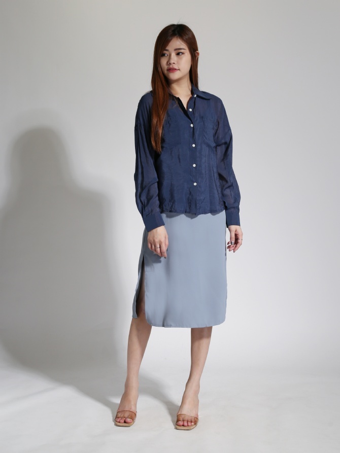 Casual Wear Blouse With Side Split Dress 24106