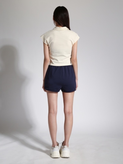 Sleeveless Collar Top With Waist Stretchable Short Pants Sets 24069