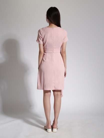 Irregular Long With Pleated And Decorative Belt Dress 24085