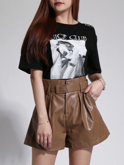 High Waist Side Pocket With Belt Short Pants 23869