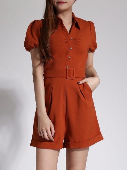 Collar V Neck With Belt Jumpsuit 24092