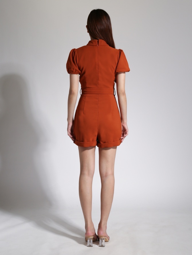 Collar V Neck With Belt Jumpsuit 24092