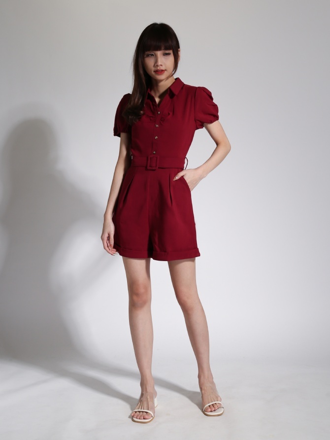 Collar V Neck With Belt Jumpsuit 24092