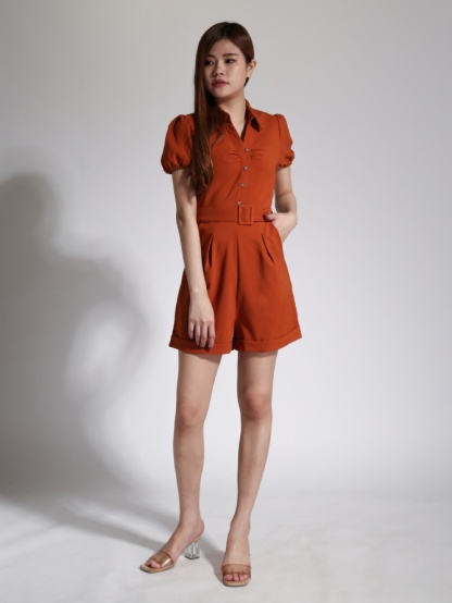 Collar V Neck With Belt Jumpsuit 24092