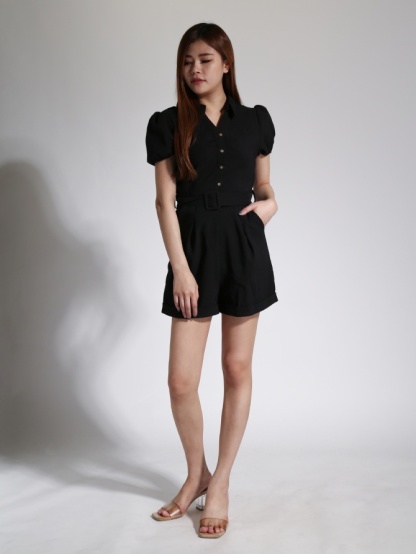 Collar V Neck With Belt Jumpsuit 24092