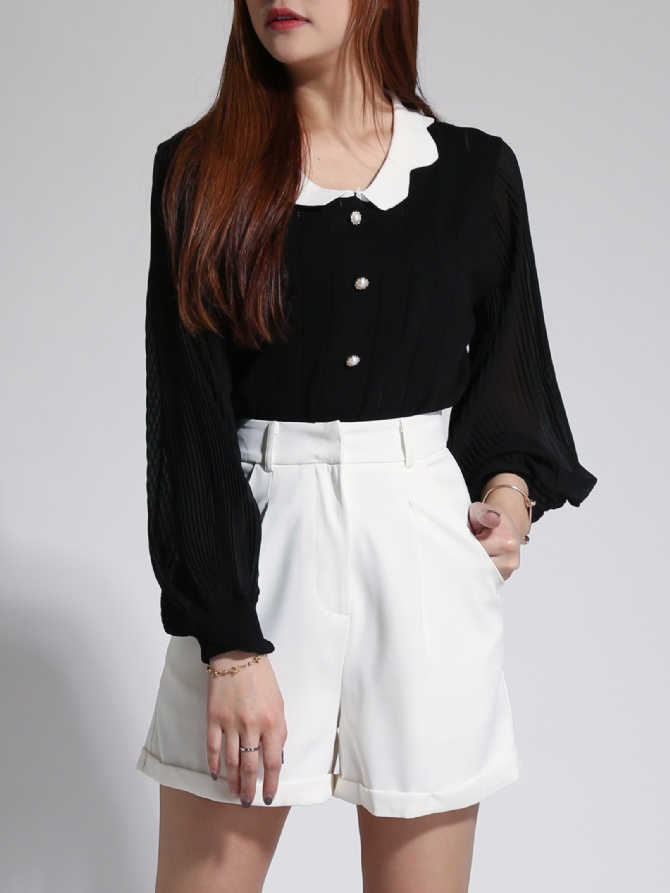 High Waist Plain Short Pants 23911