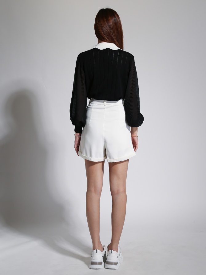 High Waist Plain Short Pants 23911