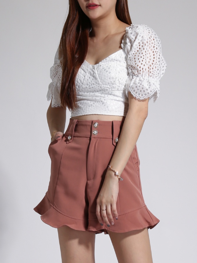 Sweetheart Neckline Eyelet Top 23929