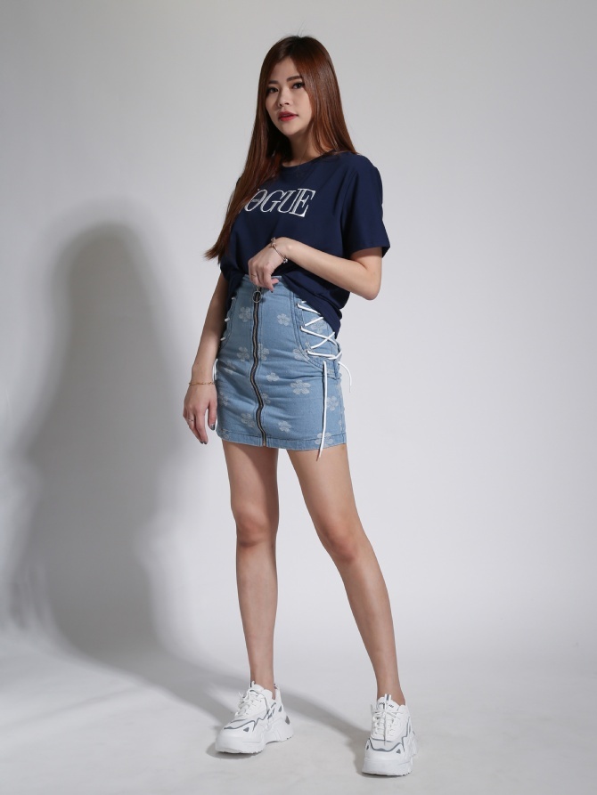 Side Tie Up Front Zip Skirt 23896