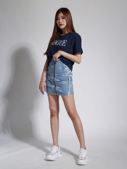 Side Tie Up Front Zip Skirt 23896