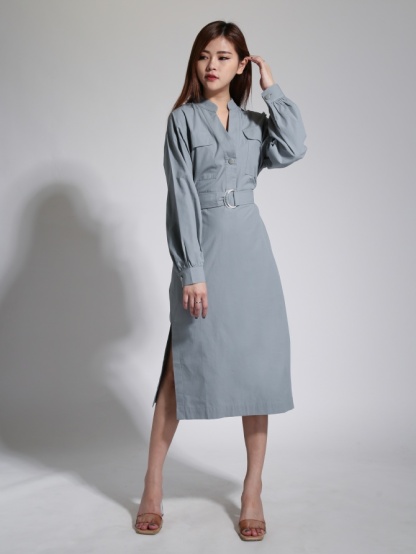 Side Split V Neck With Split Dress 23913