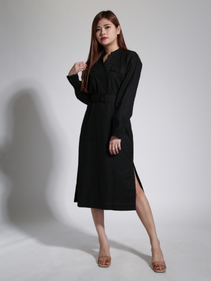 Side Split V Neck With Split Dress 23913