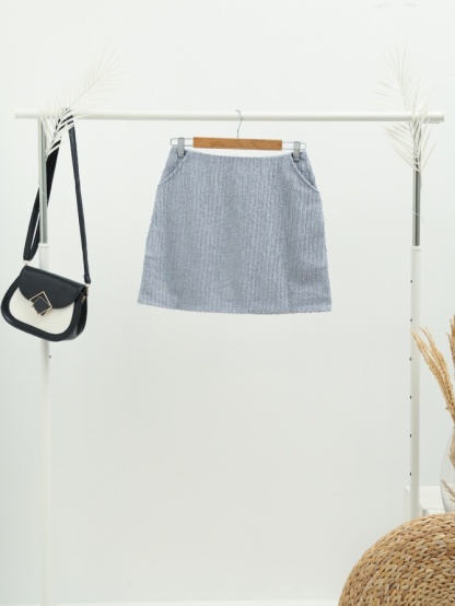 High Waist Lace Stripe Short Skirt 16477