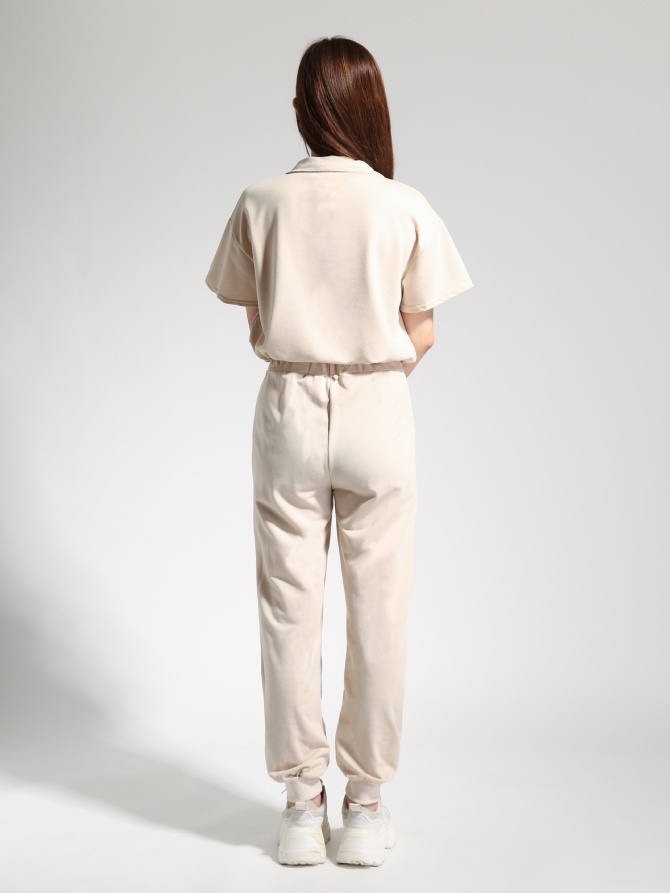 Front Zip Turtke Neck Top With Ripped Hole Long Pants Set 22960