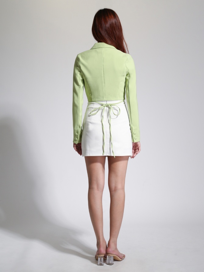 Ollar With Waist Strap Long Sleeve Blazer 22440