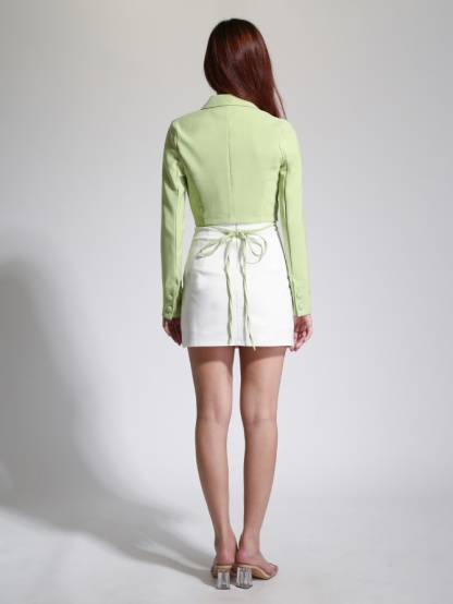 Ollar With Waist Strap Long Sleeve Blazer 22440