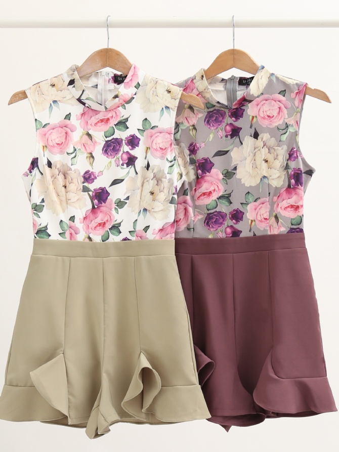 Dual Tone Flower Playsuit 11282