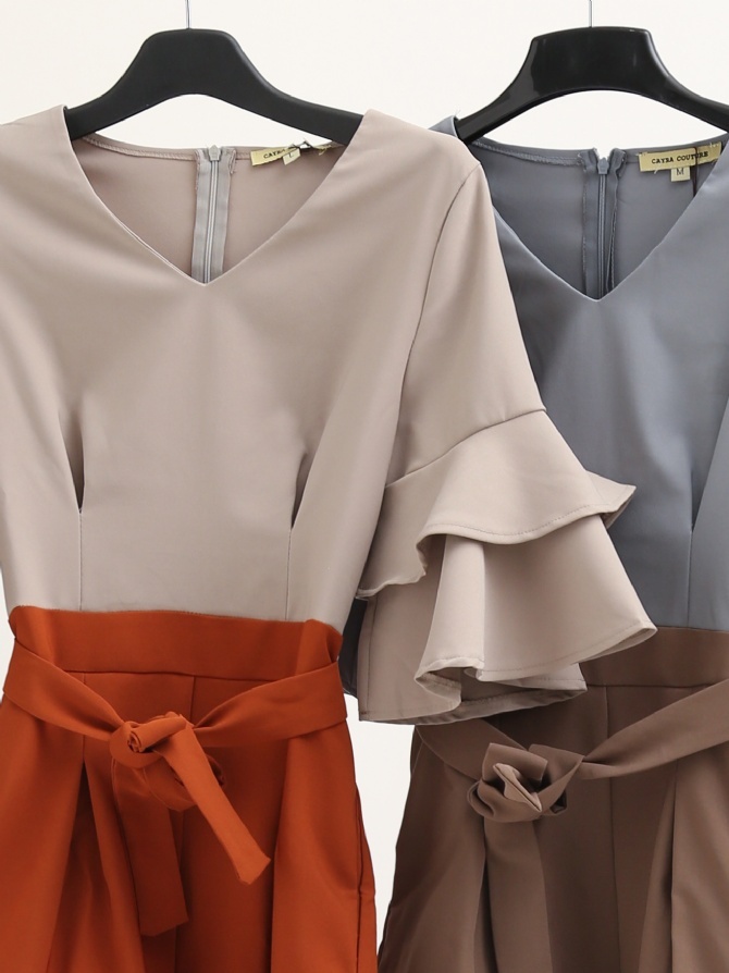 Layered Circular Flounce Two Tone Jumpsuit 14966