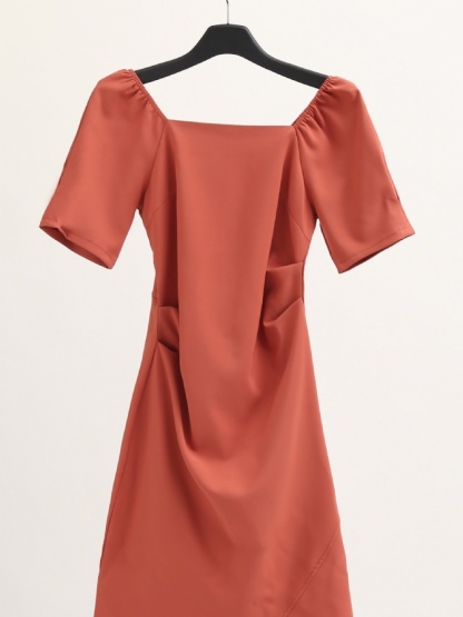 Square Neck Irregular Long Dress 16514