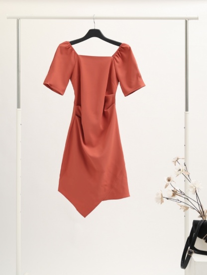 Square Neck Irregular Long Dress 16514