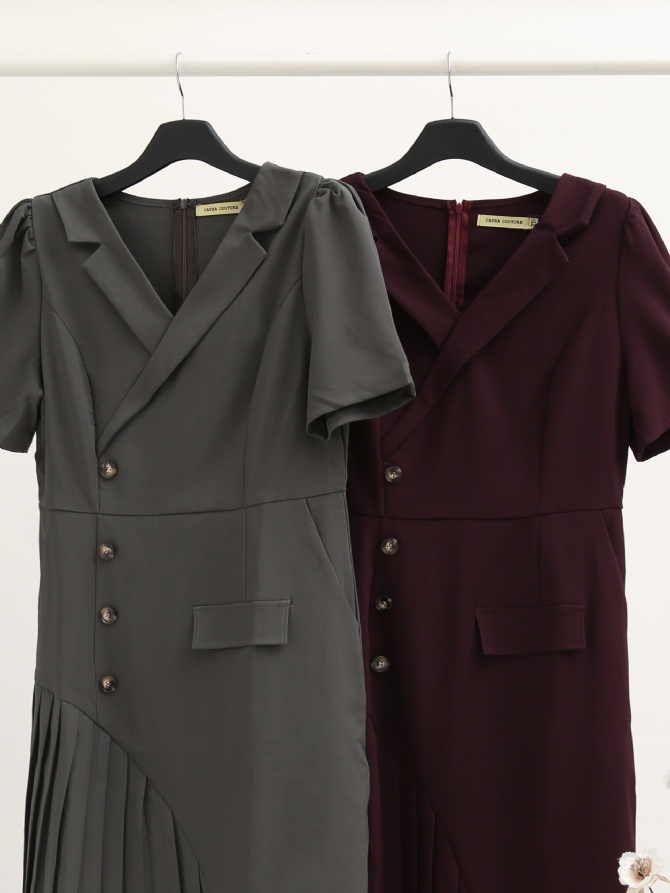 Formal Wrap With Side Pleated Dress 16553