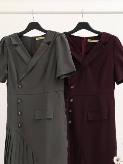 Formal Wrap With Side Pleated Dress 16553