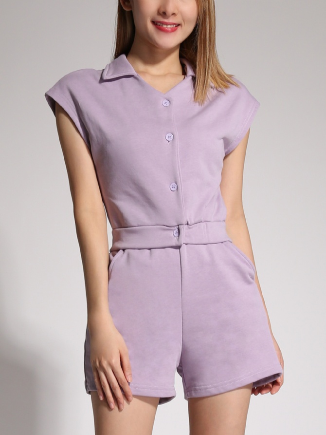 Sleeveless Collar Front Button Set 20073