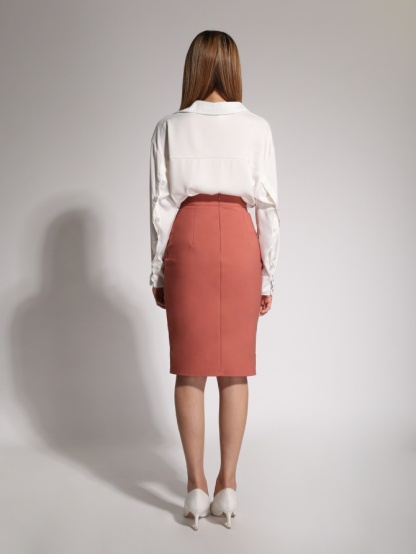 Collar Fake Pocket Front Button Long Sleeve Top 20221
