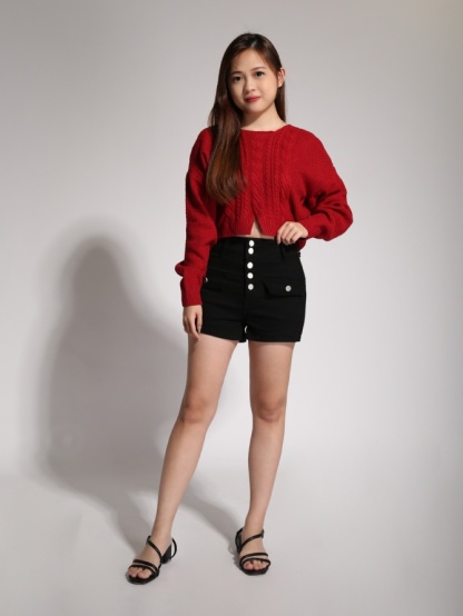 High Waist Front Button Short Pant 20274