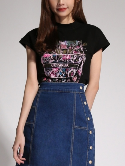 High Waist Decorative Button Skirt 20275