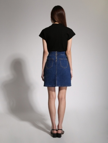 High Waist Decorative Button Skirt 20275