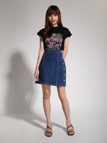 High Waist Decorative Button Skirt 20275