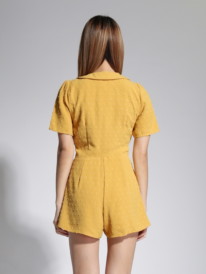 Polka Dot Collar Front Button Jumpsuit 20369