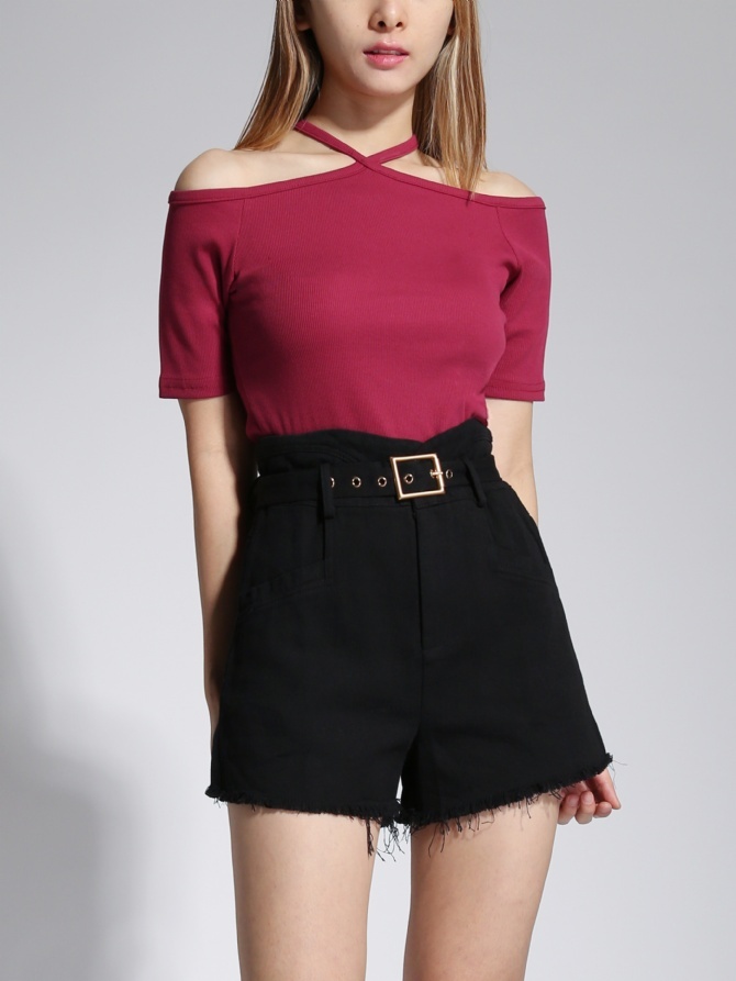 High Waist With Belt Short Pant 20381