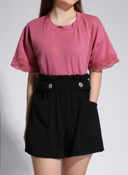 High Waist Decorative Button Short Pant 20407