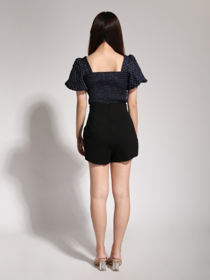 High Waist Decorative Eyelet Short Pants 20419