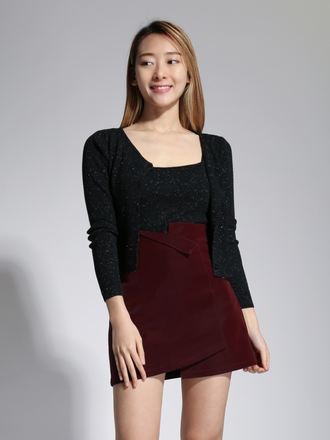 Knitted Two Piece Singlet With Outer Long Sleeve Set 20400