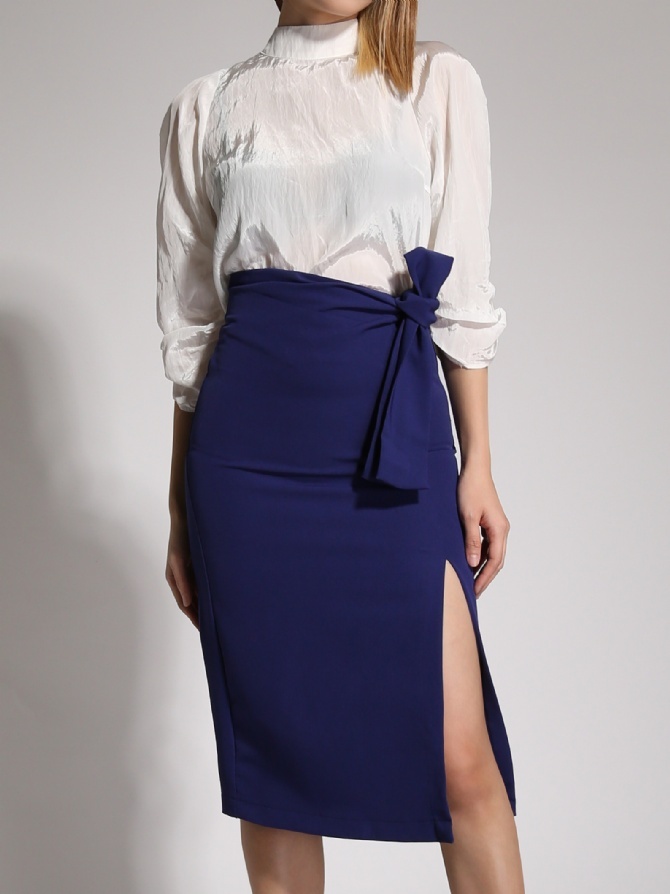 Side Strap Tie Up Long Skirt 20452