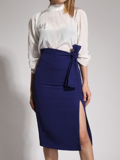 Side Strap Tie Up Long Skirt 20452