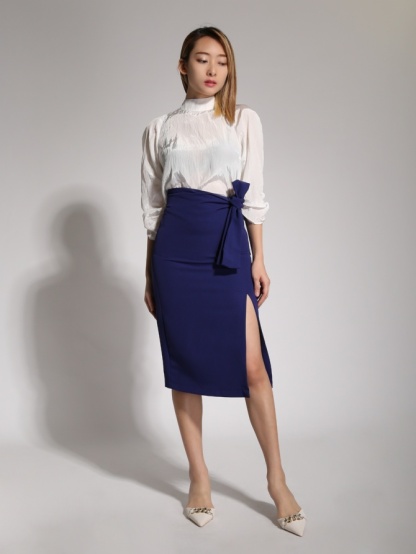 Side Strap Tie Up Long Skirt 20452