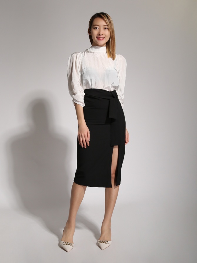 Side Strap Tie Up Long Skirt 20452