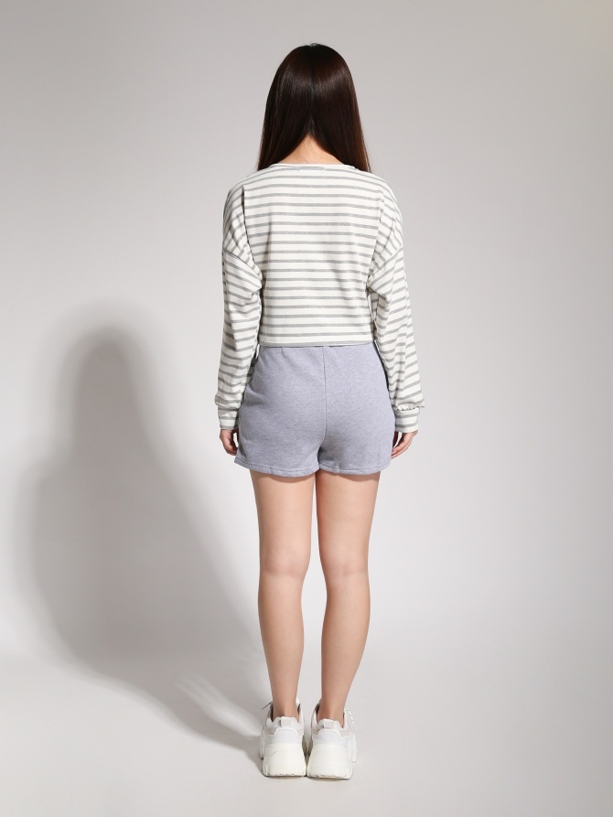 Stripe Top With Basic Side Pocket Short Pants 20458