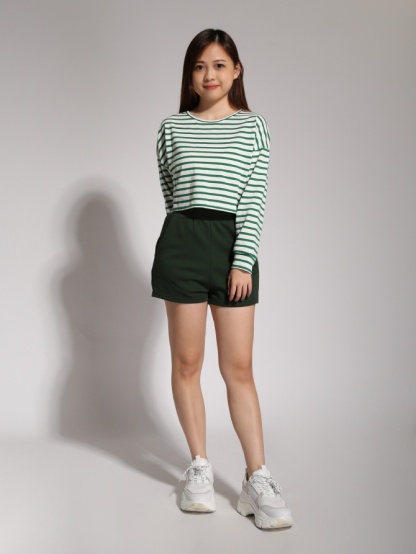 Stripe Top With Basic Side Pocket Short Pants 20458