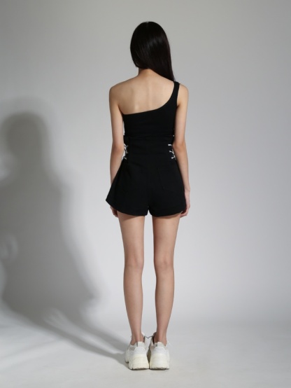 Denim High Waist Side Tie Up Short Pants 23372