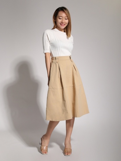 Puff Sleeve With Front Decorative Ribbon Top 20479