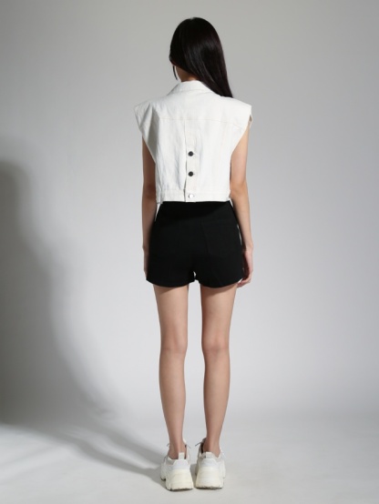 High Waist Front Breasted Button Short Pants 23373