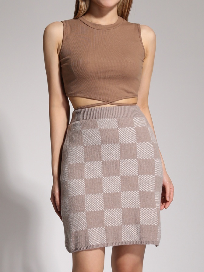 Knitted Checker Skirt 20491